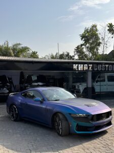 Custom Iridescent Wrap On a Mustang Dark Horse